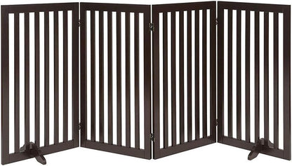 36”H Free Standing Pet Gate for Dog, Tall Wooden Dog Gate, 80” Wide | Foldable Pet Fence for Doorway, Stairs, Step, Expandable Doggy Barrier, Room Divider, Indoor Use, White