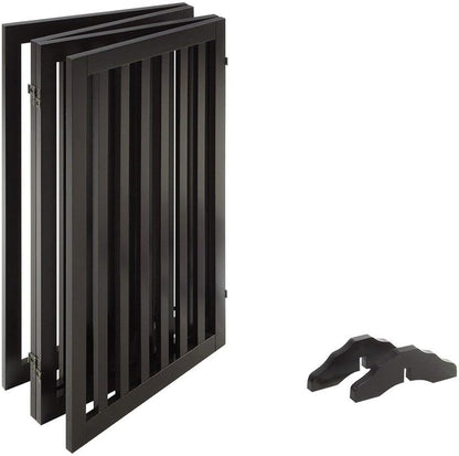 36”H Free Standing Pet Gate for Dog, Tall Wooden Dog Gate, 80” Wide | Foldable Pet Fence for Doorway, Stairs, Step, Expandable Doggy Barrier, Room Divider, Indoor Use, White