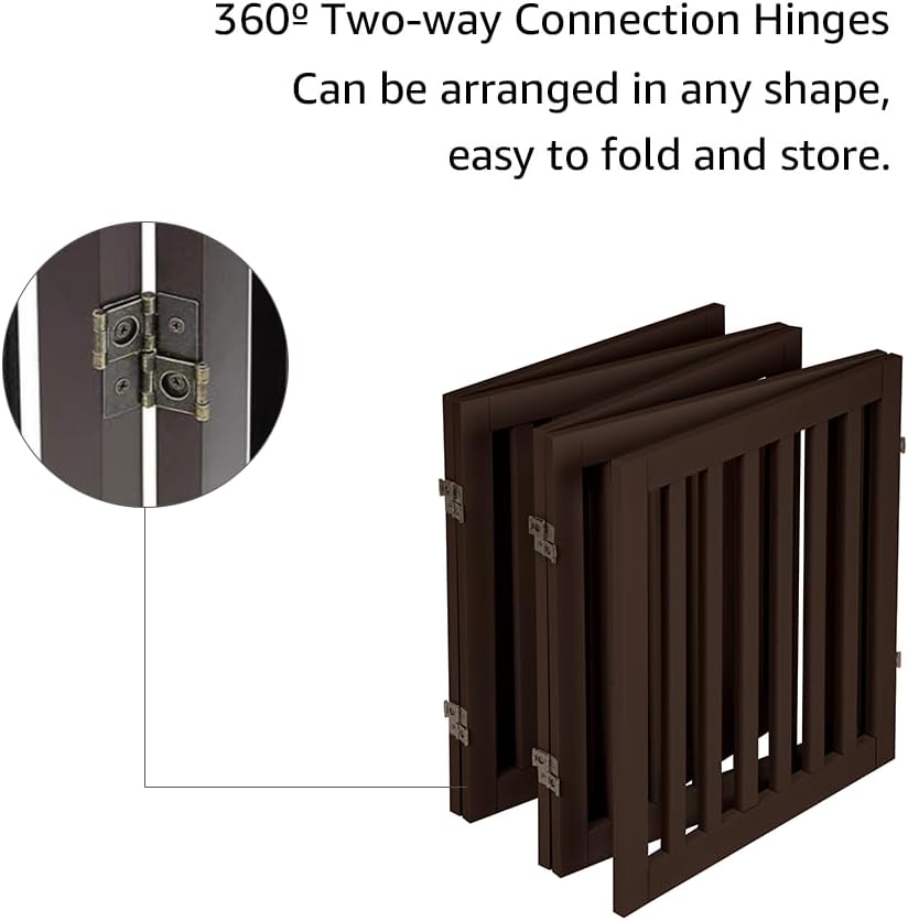 36”H Free Standing Pet Gate for Dog, Tall Wooden Dog Gate, 80” Wide | Foldable Pet Fence for Doorway, Stairs, Step, Expandable Doggy Barrier, Room Divider, Indoor Use, White