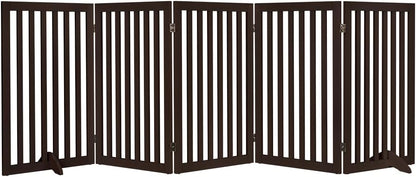 36”H Free Standing Pet Gate for Dog, Tall Wooden Dog Gate, 80” Wide | Foldable Pet Fence for Doorway, Stairs, Step, Expandable Doggy Barrier, Room Divider, Indoor Use, White