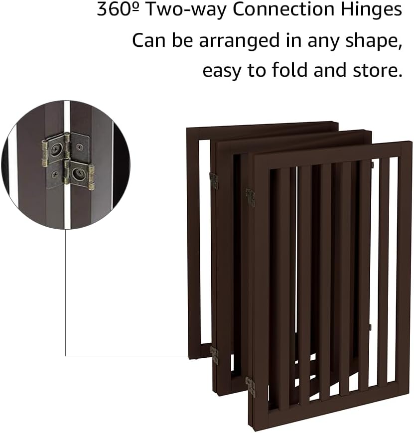 36”H Free Standing Pet Gate for Dog, Tall Wooden Dog Gate, 80” Wide | Foldable Pet Fence for Doorway, Stairs, Step, Expandable Doggy Barrier, Room Divider, Indoor Use, White