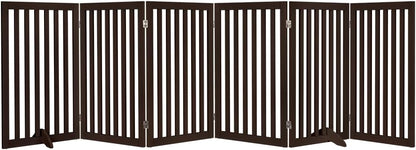 36”H Free Standing Pet Gate for Dog, Tall Wooden Dog Gate, 80” Wide | Foldable Pet Fence for Doorway, Stairs, Step, Expandable Doggy Barrier, Room Divider, Indoor Use, White