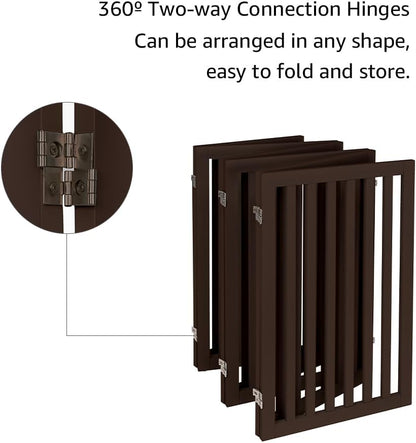 36”H Free Standing Pet Gate for Dog, Tall Wooden Dog Gate, 80” Wide | Foldable Pet Fence for Doorway, Stairs, Step, Expandable Doggy Barrier, Room Divider, Indoor Use, White