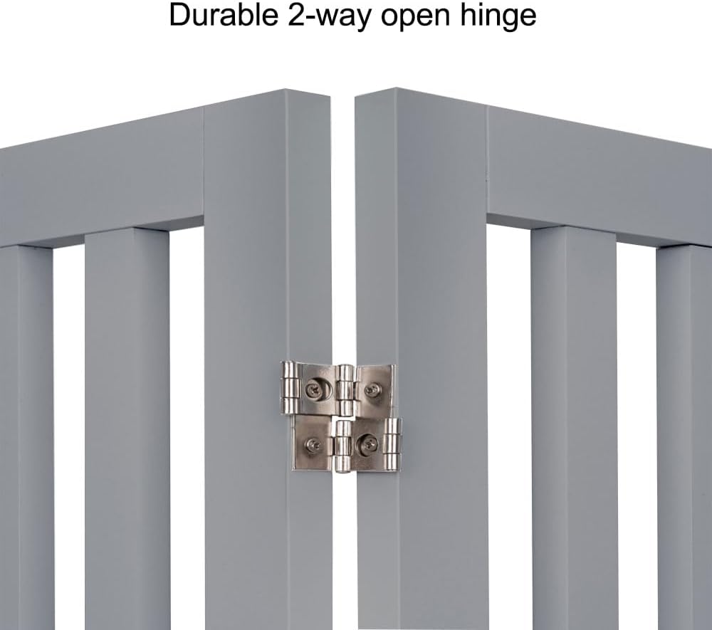 36”H Free Standing Pet Gate for Dog, Tall Wooden Dog Gate, 80” Wide | Foldable Pet Fence for Doorway, Stairs, Step, Expandable Doggy Barrier, Room Divider, Indoor Use, White