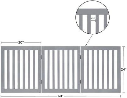 36”H Free Standing Pet Gate for Dog, Tall Wooden Dog Gate, 80” Wide | Foldable Pet Fence for Doorway, Stairs, Step, Expandable Doggy Barrier, Room Divider, Indoor Use, White