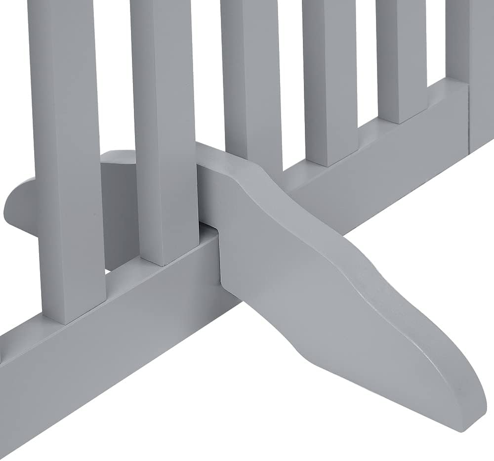 36”H Free Standing Pet Gate for Dog, Tall Wooden Dog Gate, 80” Wide | Foldable Pet Fence for Doorway, Stairs, Step, Expandable Doggy Barrier, Room Divider, Indoor Use, White