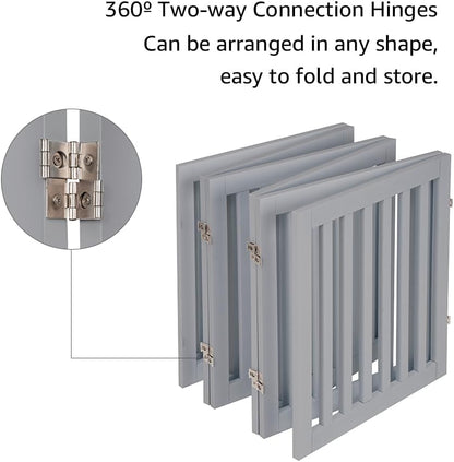 36”H Free Standing Pet Gate for Dog, Tall Wooden Dog Gate, 80” Wide | Foldable Pet Fence for Doorway, Stairs, Step, Expandable Doggy Barrier, Room Divider, Indoor Use, White