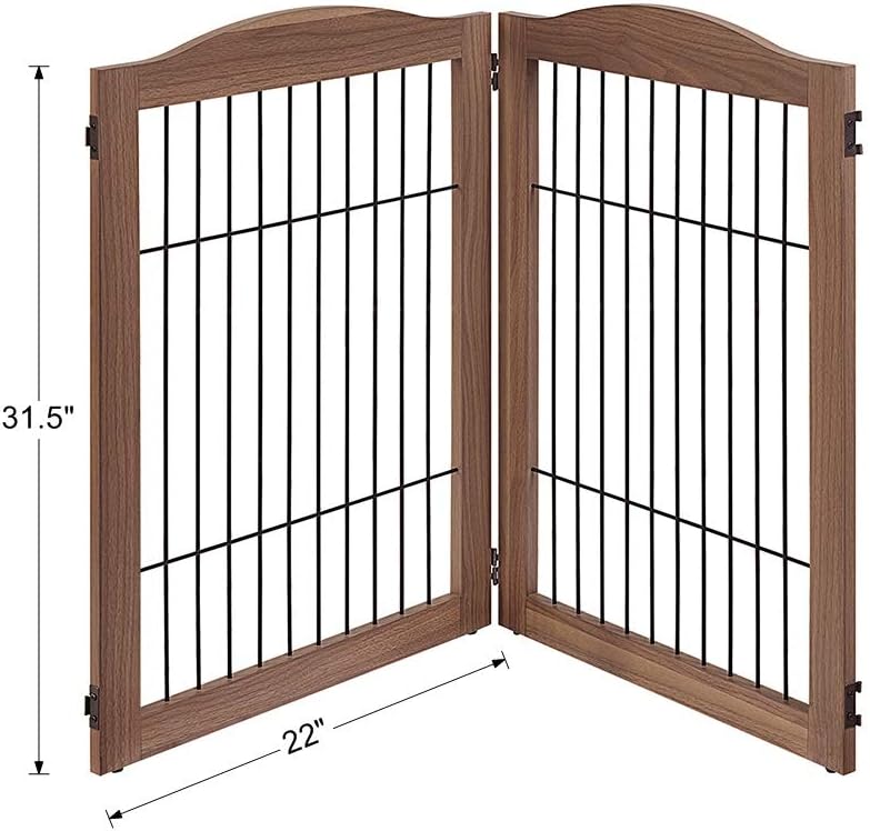 36”H Free Standing Pet Gate for Dog, Tall Wooden Dog Gate, 80” Wide | Foldable Pet Fence for Doorway, Stairs, Step, Expandable Doggy Barrier, Room Divider, Indoor Use, White