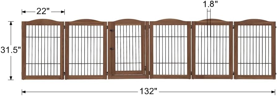 36”H Free Standing Pet Gate for Dog, Tall Wooden Dog Gate, 80” Wide | Foldable Pet Fence for Doorway, Stairs, Step, Expandable Doggy Barrier, Room Divider, Indoor Use, White