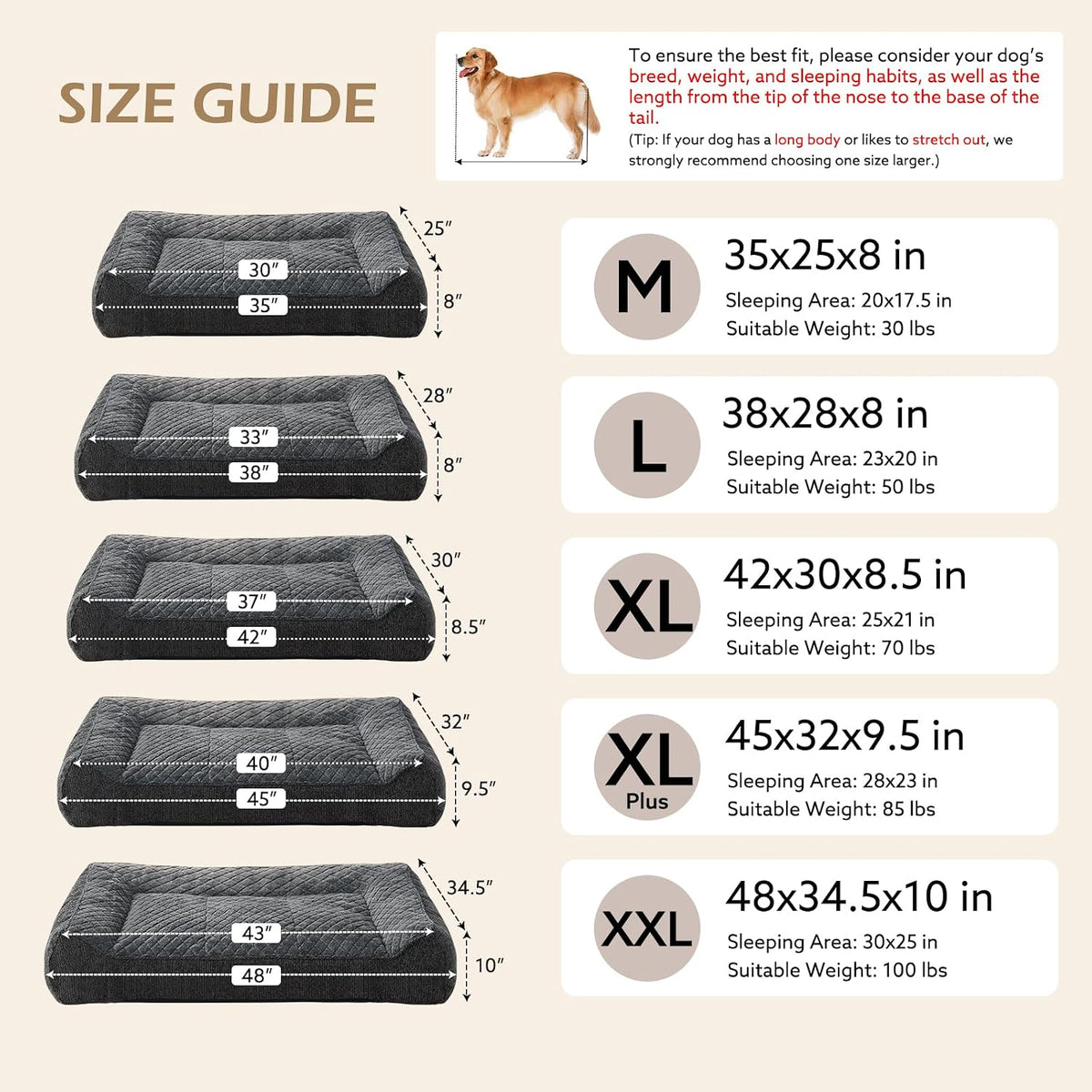 XL Orthopedic Dog Bed for Large Dogs, Extra Thick Foam Pet Bed Sofa