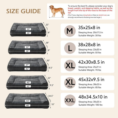 XL Orthopedic Dog Bed for Large Dogs, Extra Thick Foam Pet Bed Sofa