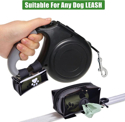 Dog Poop Bag Holder for Leash Attachment - Waste Bag Dispenser for Leash - Fits Any Dog Leash - Portable Set with Hand Free Holder Metal Carrier, Round Shape, Pink