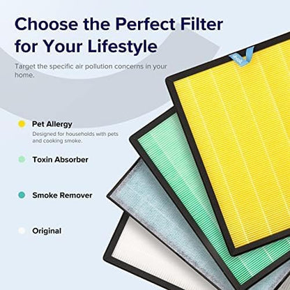 Vital 100S-P Air Purifier Pet Allergy Replacement Filter, Genuine Filter, Supports HEPA Sleep Mode, Activated Carbon, Removes Pet Dander, Smoke, Allergens, Vital 100S-RF-PA, Yellow