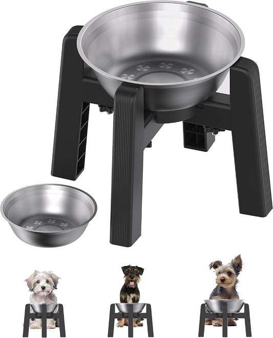 Dog Bowl Stand with Adjustable Height and Width [Stand Only] | Elevated Pet Water & Food Bowl for Medium Dogs, Stable and Anti-Slip Raised Bowl