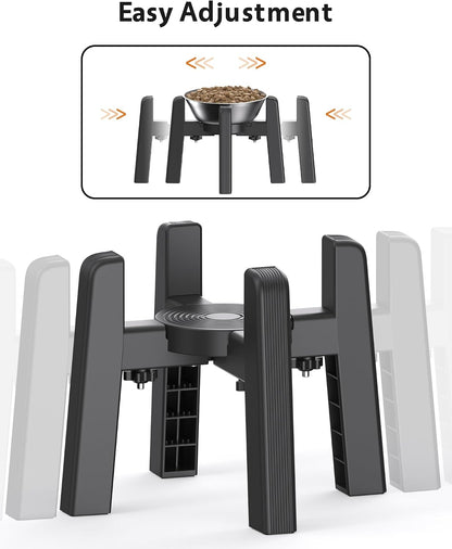 Dog Bowl Stand with Adjustable Height and Width [Stand Only] | Elevated Pet Water & Food Bowl for Medium Dogs, Stable and Anti-Slip Raised Bowl