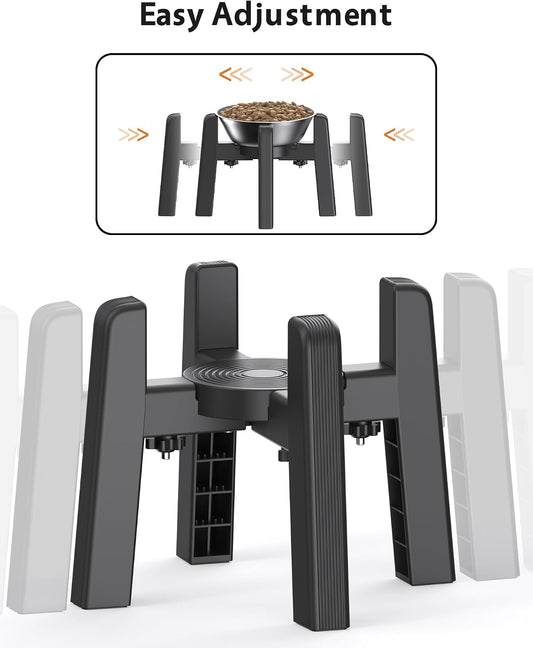 Dog Bowl Stand with Adjustable Height and Width [Stand Only] | Elevated Pet Water & Food Bowl for Medium Dogs, Stable and Anti-Slip Raised Bowl