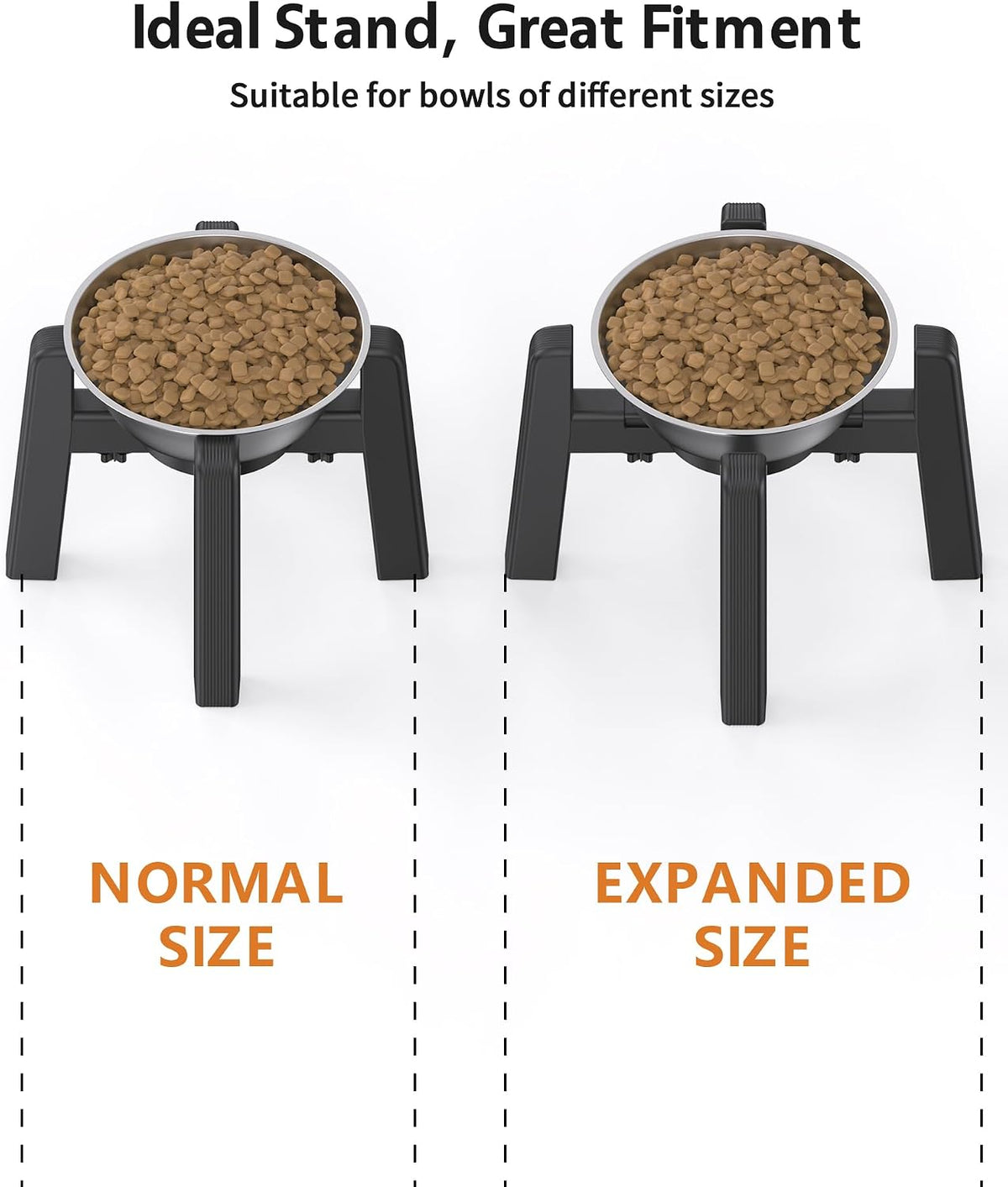 Dog Bowl Stand with Adjustable Height and Width [Stand Only] | Elevated Pet Water & Food Bowl for Medium Dogs, Stable and Anti-Slip Raised Bowl