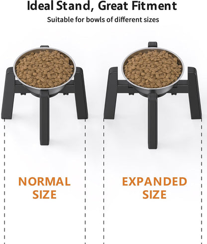 Dog Bowl Stand with Adjustable Height and Width [Stand Only] | Elevated Pet Water & Food Bowl for Medium Dogs, Stable and Anti-Slip Raised Bowl