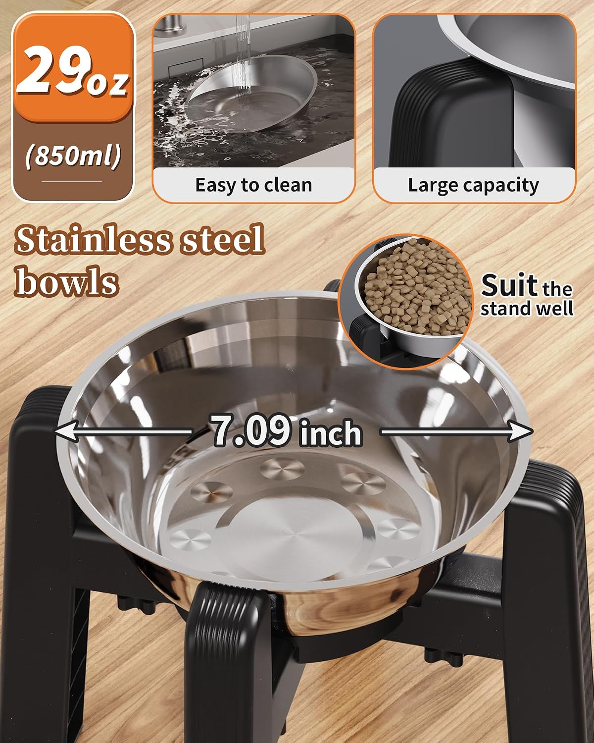 Dog Bowl Stand with Adjustable Height and Width [Stand Only] | Elevated Pet Water & Food Bowl for Medium Dogs, Stable and Anti-Slip Raised Bowl