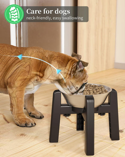 Dog Bowl Stand with Adjustable Height and Width [Stand Only] | Elevated Pet Water & Food Bowl for Medium Dogs, Stable and Anti-Slip Raised Bowl