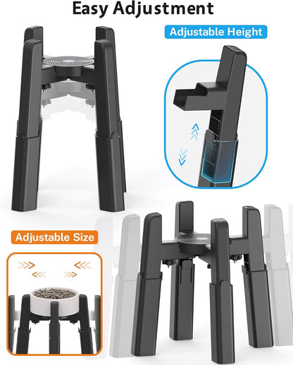 Dog Bowl Stand with Adjustable Height and Width [Stand Only] | Elevated Pet Water & Food Bowl for Medium Dogs, Stable and Anti-Slip Raised Bowl