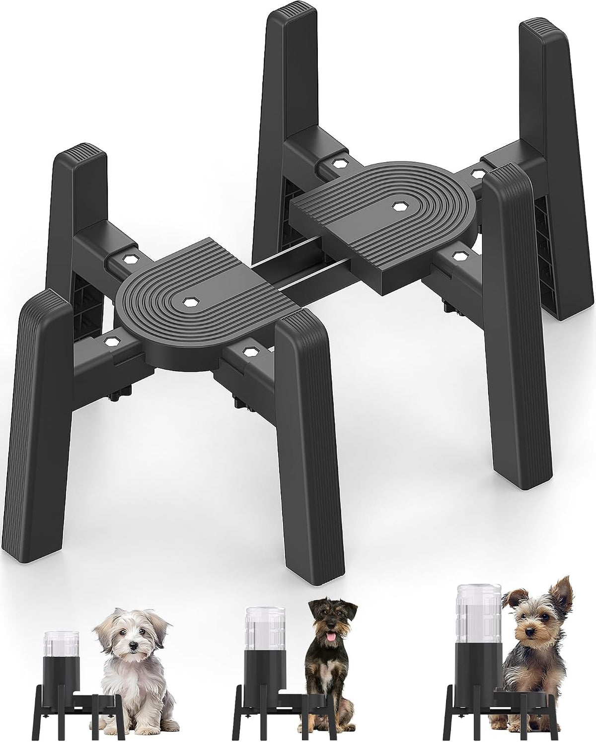 Dog Bowl Stand with Adjustable Height and Width [Stand Only] | Elevated Pet Water & Food Bowl for Medium Dogs, Stable and Anti-Slip Raised Bowl