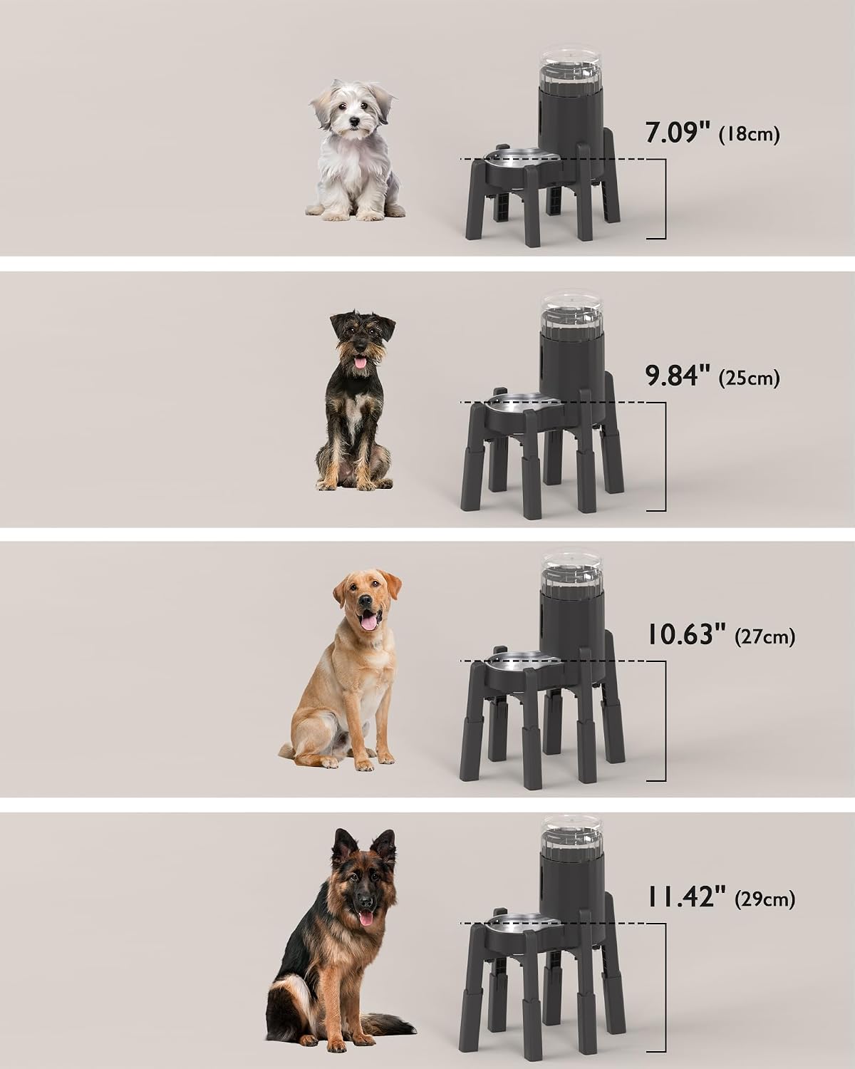 Dog Bowl Stand with Adjustable Height and Width [Stand Only] | Elevated Pet Water & Food Bowl for Medium Dogs, Stable and Anti-Slip Raised Bowl