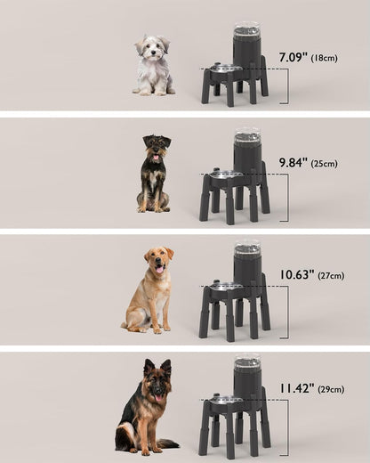 Dog Bowl Stand with Adjustable Height and Width [Stand Only] | Elevated Pet Water & Food Bowl for Medium Dogs, Stable and Anti-Slip Raised Bowl