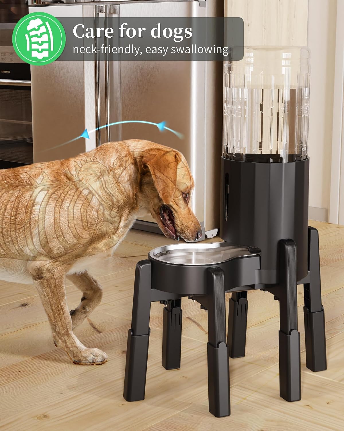 Dog Bowl Stand with Adjustable Height and Width [Stand Only] | Elevated Pet Water & Food Bowl for Medium Dogs, Stable and Anti-Slip Raised Bowl