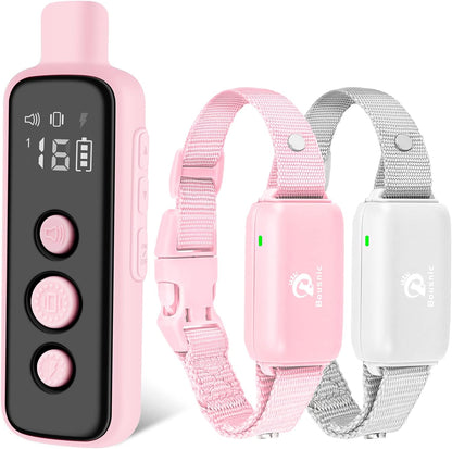 Dog Shock Collar for 2 Dogs - (8-120lbs) Waterproof Rechargeable Electric Dog Training Collar with Remote for Small Medium Large Dogs with Beep Vibration Safe Shock Modes(Grey)