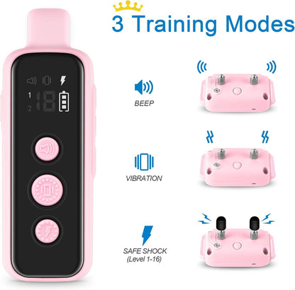 Dog Shock Collar for 2 Dogs - (8-120lbs) Waterproof Rechargeable Electric Dog Training Collar with Remote for Small Medium Large Dogs with Beep Vibration Safe Shock Modes(Grey)