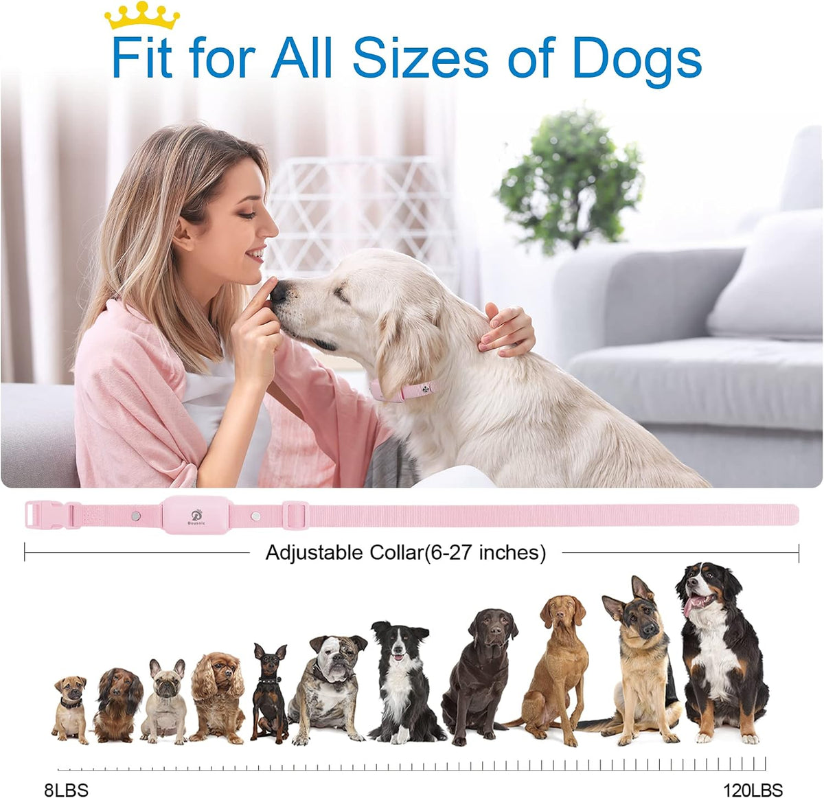 Dog Shock Collar for 2 Dogs - (8-120lbs) Waterproof Rechargeable Electric Dog Training Collar with Remote for Small Medium Large Dogs with Beep Vibration Safe Shock Modes(Grey)
