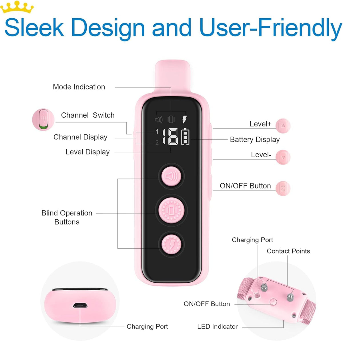 Dog Shock Collar for 2 Dogs - (8-120lbs) Waterproof Rechargeable Electric Dog Training Collar with Remote for Small Medium Large Dogs with Beep Vibration Safe Shock Modes(Grey)