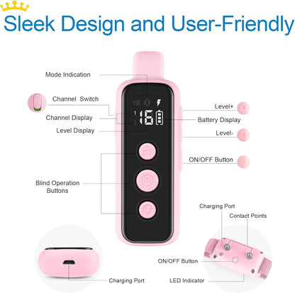 Dog Shock Collar for 2 Dogs - (8-120lbs) Waterproof Rechargeable Electric Dog Training Collar with Remote for Small Medium Large Dogs with Beep Vibration Safe Shock Modes(Grey)