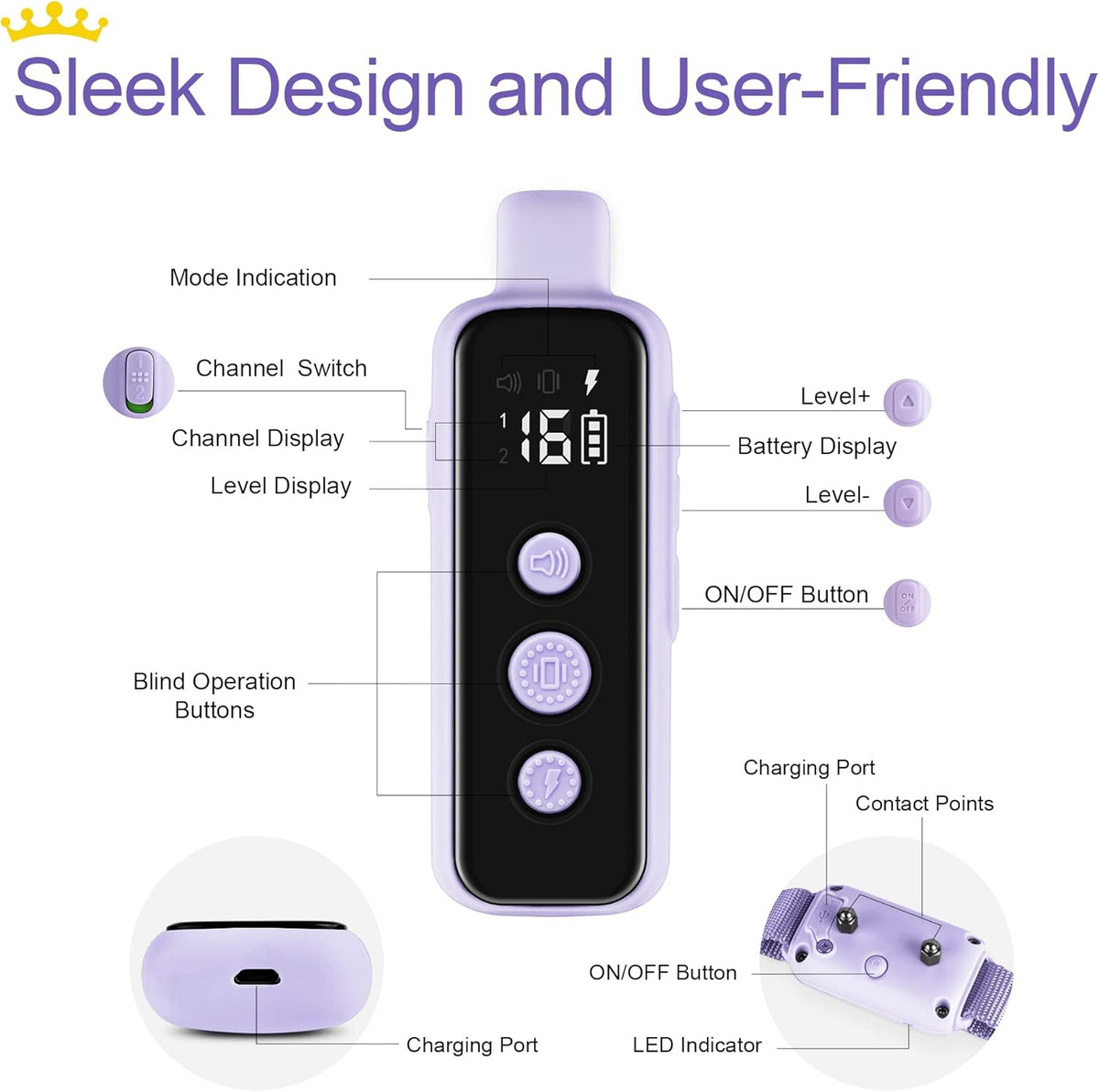 Dog Shock Collar for 2 Dogs - (8-120lbs) Waterproof Rechargeable Electric Dog Training Collar with Remote for Small Medium Large Dogs with Beep Vibration Safe Shock Modes(Grey)