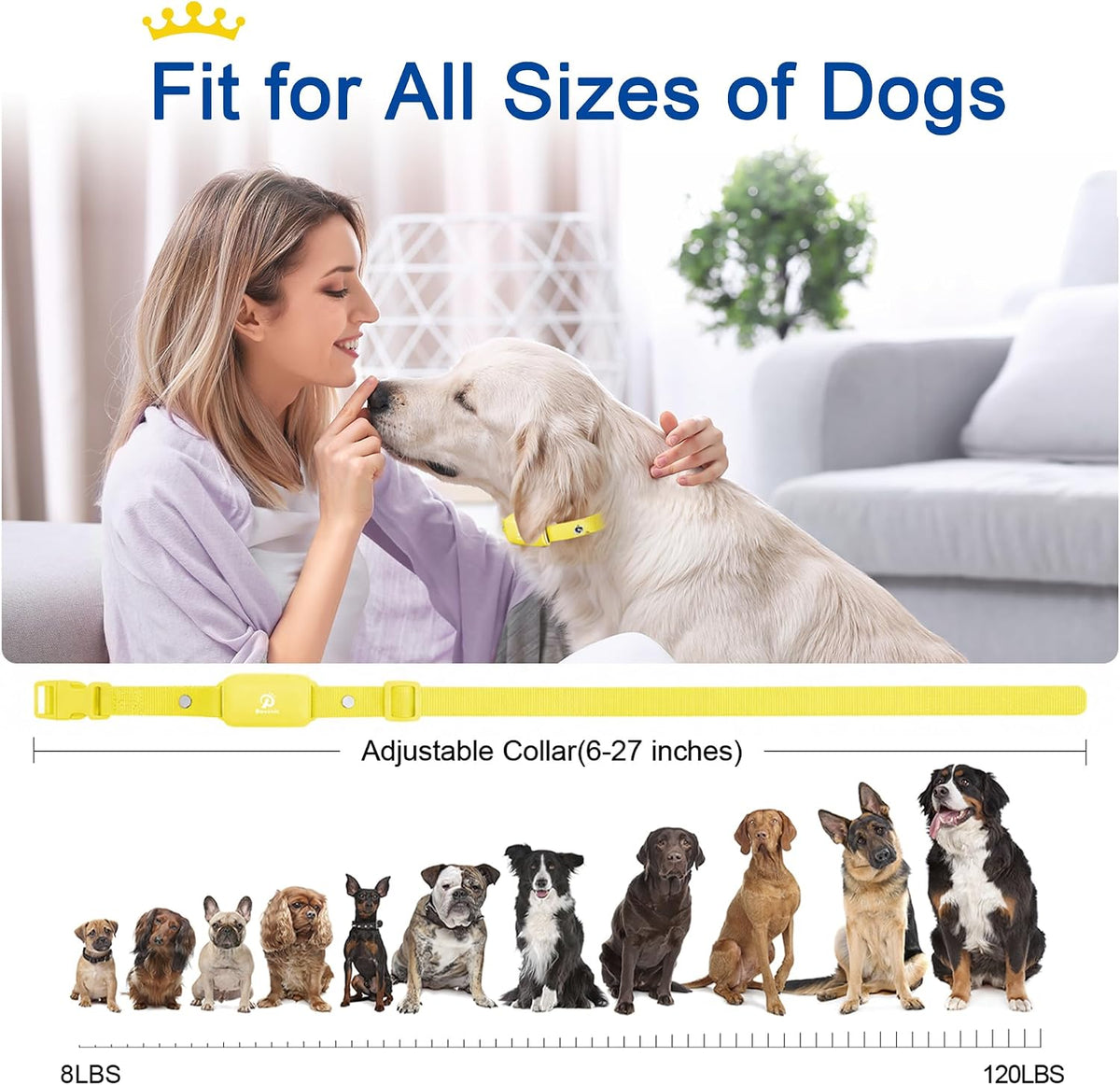 Dog Shock Collar for 2 Dogs - (8-120lbs) Waterproof Rechargeable Electric Dog Training Collar with Remote for Small Medium Large Dogs with Beep Vibration Safe Shock Modes(Grey)