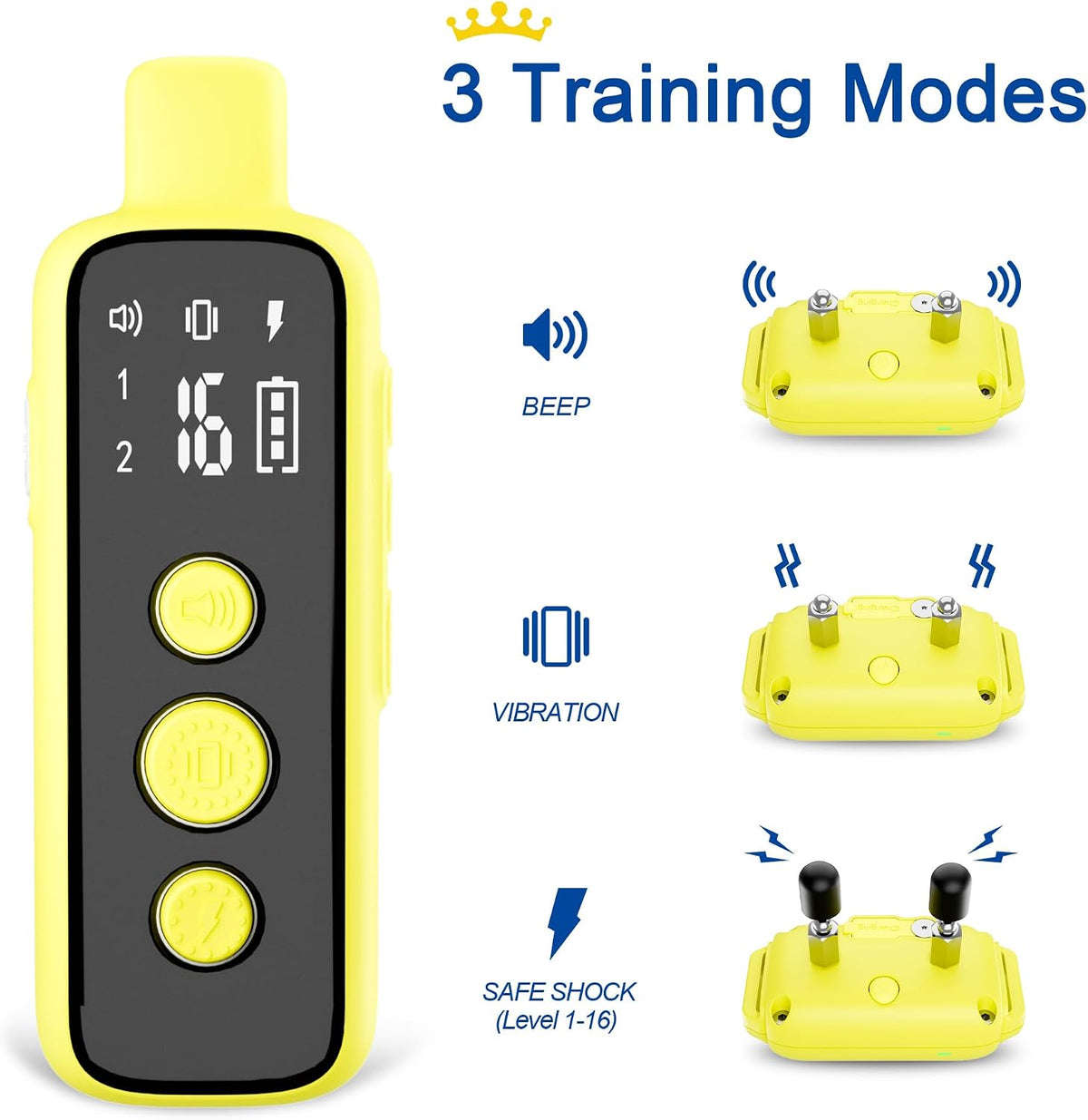 Dog Shock Collar for 2 Dogs - (8-120lbs) Waterproof Rechargeable Electric Dog Training Collar with Remote for Small Medium Large Dogs with Beep Vibration Safe Shock Modes(Grey)