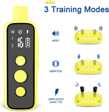 Dog Shock Collar for 2 Dogs - (8-120lbs) Waterproof Rechargeable Electric Dog Training Collar with Remote for Small Medium Large Dogs with Beep Vibration Safe Shock Modes(Grey)