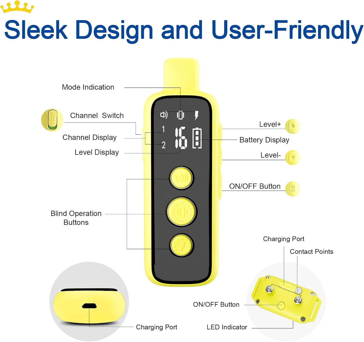 Dog Shock Collar for 2 Dogs - (8-120lbs) Waterproof Rechargeable Electric Dog Training Collar with Remote for Small Medium Large Dogs with Beep Vibration Safe Shock Modes(Grey)