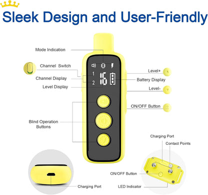 Dog Shock Collar for 2 Dogs - (8-120lbs) Waterproof Rechargeable Electric Dog Training Collar with Remote for Small Medium Large Dogs with Beep Vibration Safe Shock Modes(Grey)