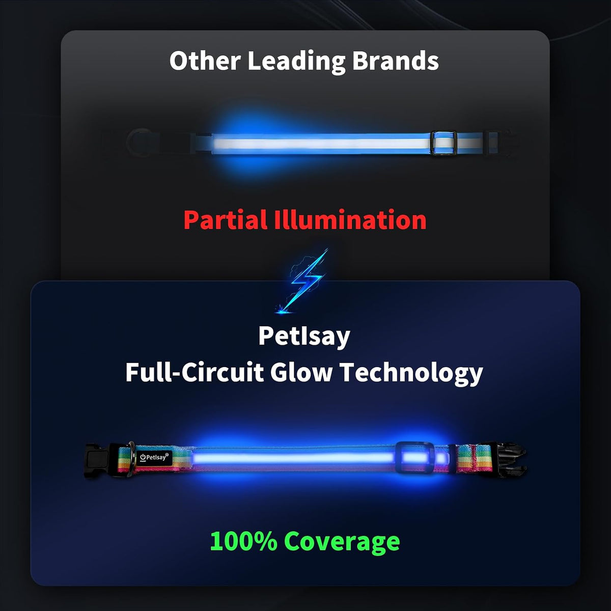 Premium LED Dog Collar for Night Walking, USB Rechargeable(Large)
