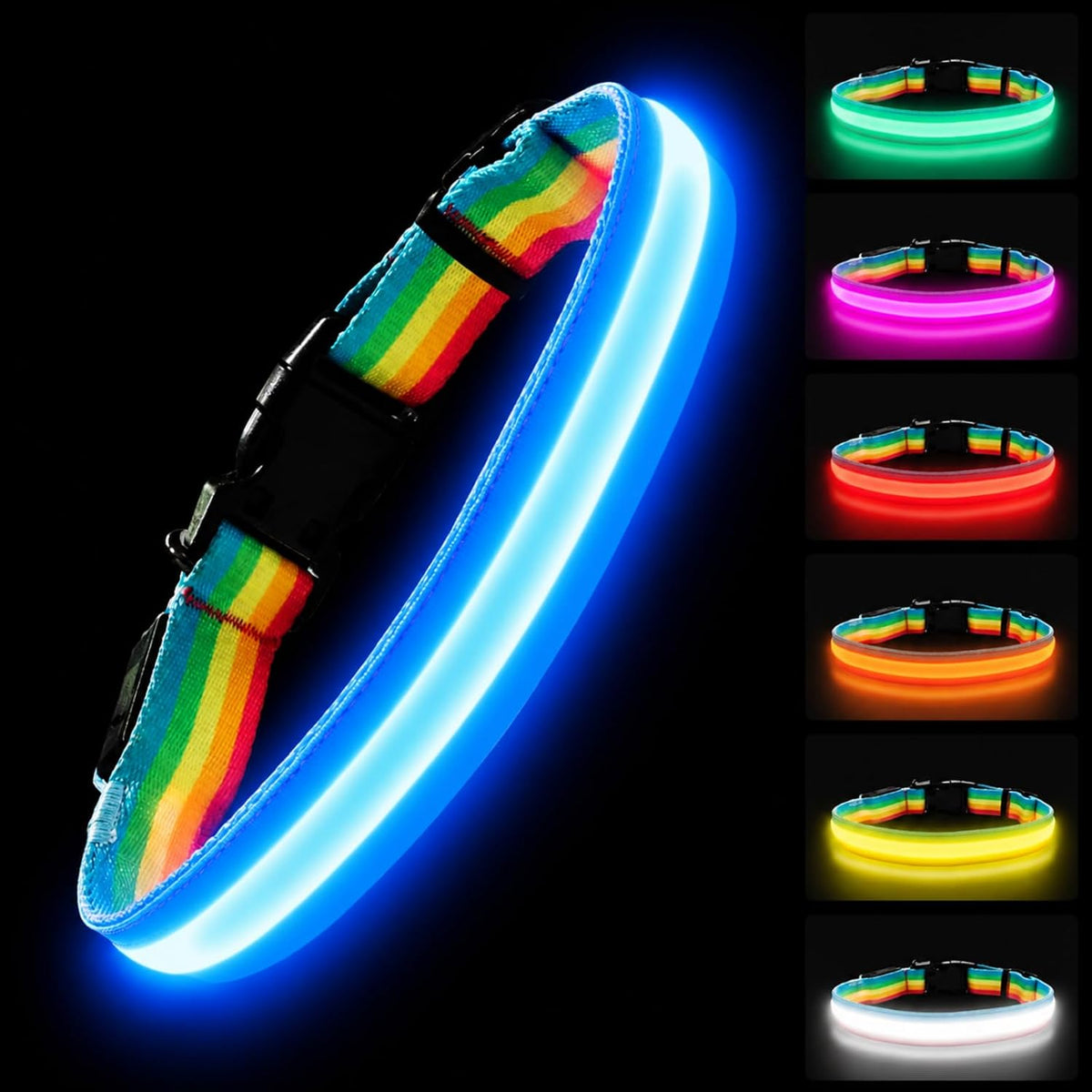 Premium LED Dog Collar for Night Walking, USB Rechargeable(Large)