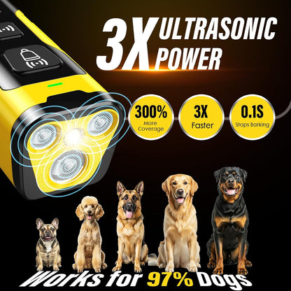 YUYQA Dog Bark Deterrent Device, 3X Ultrasonic Anti Barking, 6 Training Modes 23 FT Range Barks No More Indoors Outdoors Behavior Correct Safe & Humane Rechargeable Compact Bark Control for Dogs