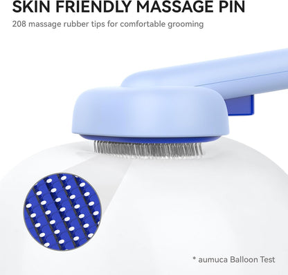 Skin Friendly Self-Cleaning Slicker Brush for Dogs & Cats, Gentle Pet Grooming Tool for Shedding & Deshedding, Efficient Hair Remover for Long & Short Haired Pets | Self Cleaning Pet Brush for Long or Semi-Short Haired Cats, Removing Loose Fur & Tangles