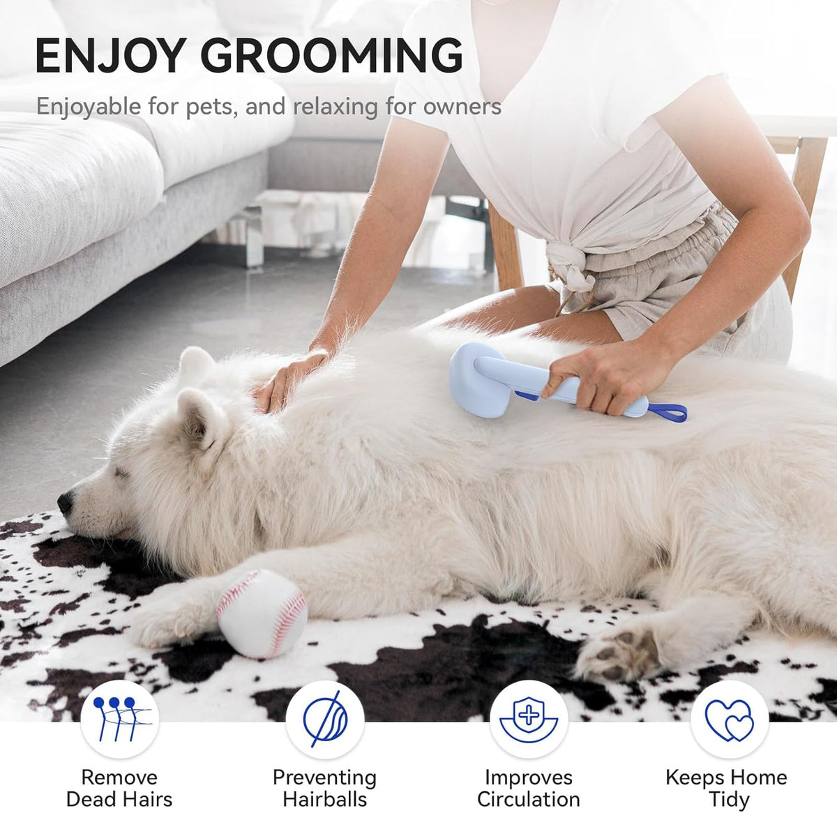 Skin Friendly Self-Cleaning Slicker Brush for Dogs & Cats, Gentle Pet Grooming Tool for Shedding & Deshedding, Efficient Hair Remover for Long & Short Haired Pets | Self Cleaning Pet Brush for Long or Semi-Short Haired Cats, Removing Loose Fur & Tangles