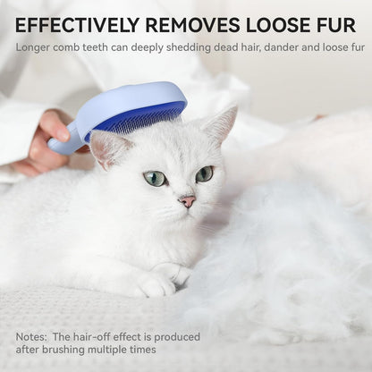 Skin Friendly Self-Cleaning Slicker Brush for Dogs & Cats, Gentle Pet Grooming Tool for Shedding & Deshedding, Efficient Hair Remover for Long & Short Haired Pets | Self Cleaning Pet Brush for Long or Semi-Short Haired Cats, Removing Loose Fur & Tangles