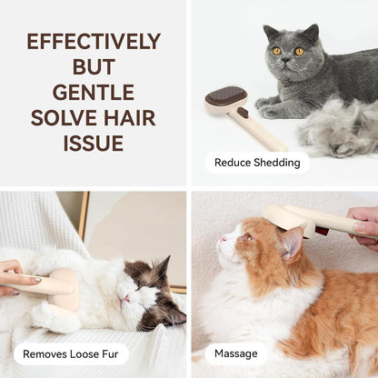 Skin Friendly Self-Cleaning Slicker Brush for Dogs & Cats, Gentle Pet Grooming Tool for Shedding & Deshedding, Efficient Hair Remover for Long & Short Haired Pets | Self Cleaning Pet Brush for Long or Semi-Short Haired Cats, Removing Loose Fur & Tangles
