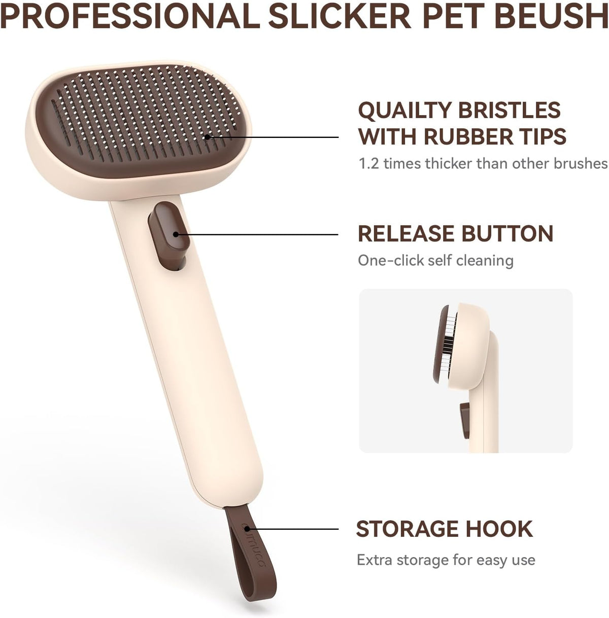 Skin Friendly Self-Cleaning Slicker Brush for Dogs & Cats, Gentle Pet Grooming Tool for Shedding & Deshedding, Efficient Hair Remover for Long & Short Haired Pets | Self Cleaning Pet Brush for Long or Semi-Short Haired Cats, Removing Loose Fur & Tangles