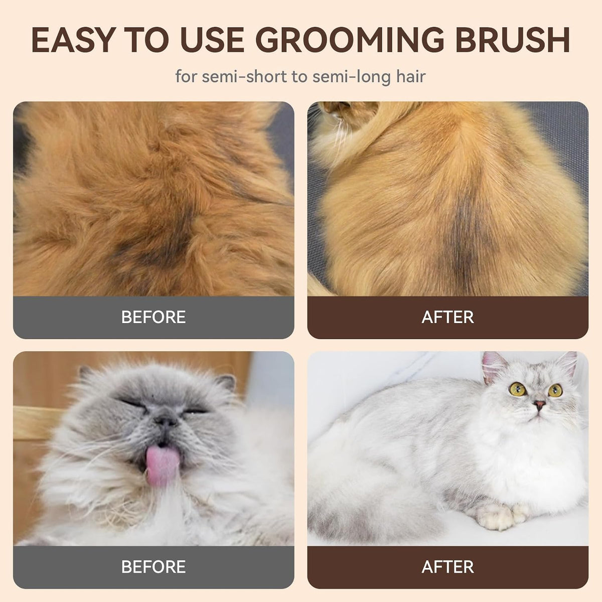 Skin Friendly Self-Cleaning Slicker Brush for Dogs & Cats, Gentle Pet Grooming Tool for Shedding & Deshedding, Efficient Hair Remover for Long & Short Haired Pets | Self Cleaning Pet Brush for Long or Semi-Short Haired Cats, Removing Loose Fur & Tangles