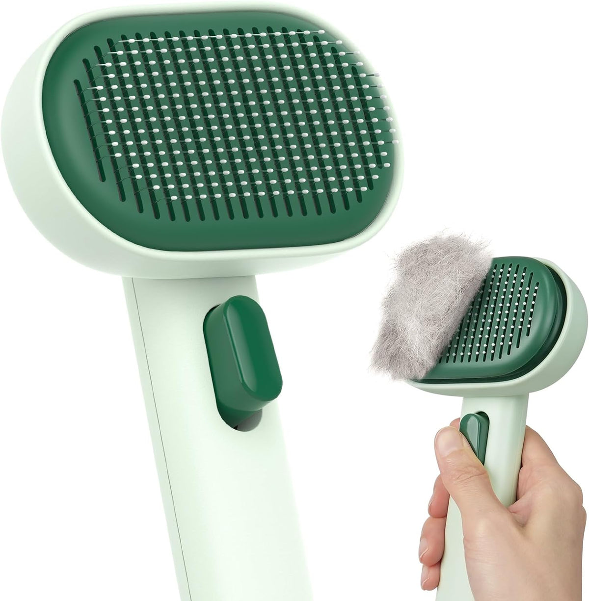 Skin Friendly Self-Cleaning Slicker Brush for Dogs & Cats, Gentle Pet Grooming Tool for Shedding & Deshedding, Efficient Hair Remover for Long & Short Haired Pets | Self Cleaning Pet Brush for Long or Semi-Short Haired Cats, Removing Loose Fur & Tangles